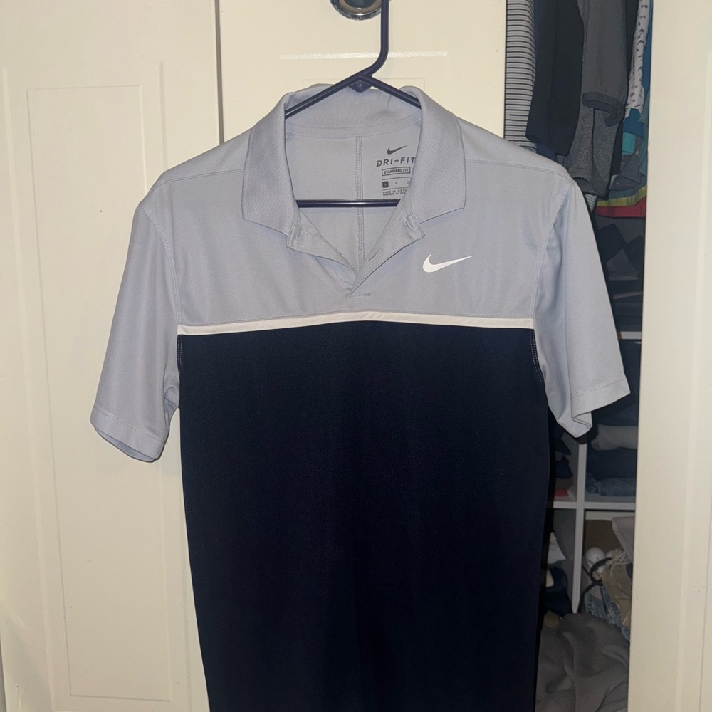 2/$30 Nike Men's Two-Tone Polo Shirt - Navy and Gray